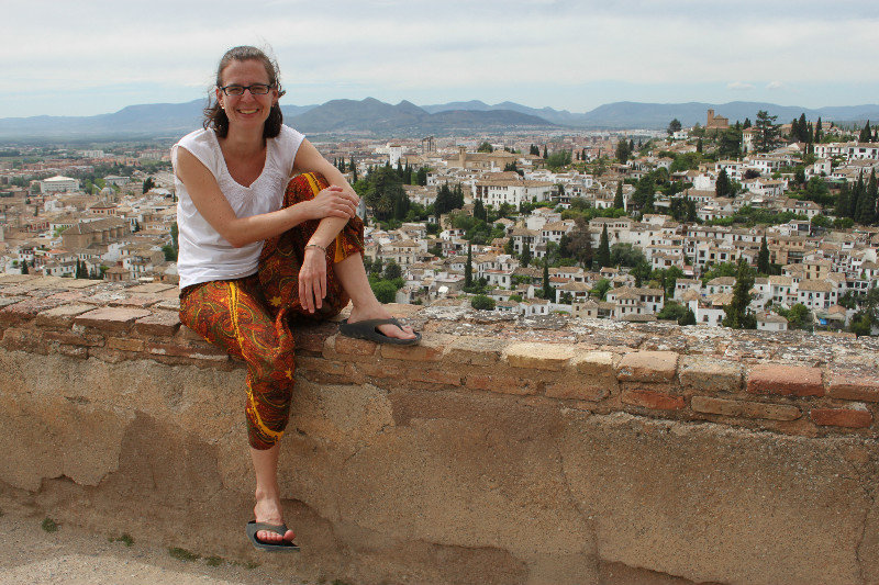 Nina in the alhambra overlooking the area of Albaicin