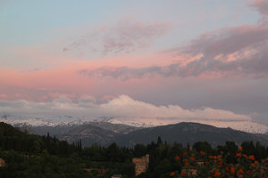 sunset over the cloudy Sierra Nevada