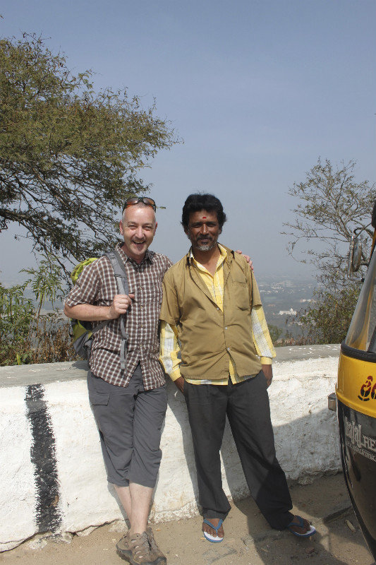 Markus with our Rikhsaw driver on our way up to Chamundi Hill