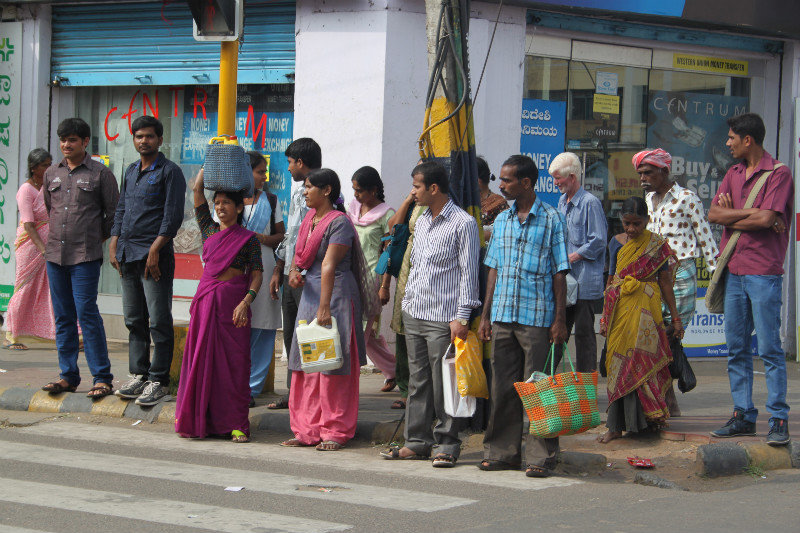 crossing the street in Mysore