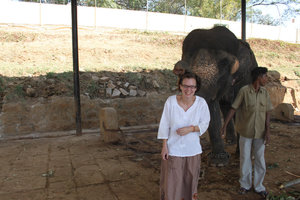 Nina being blessed by an elefant