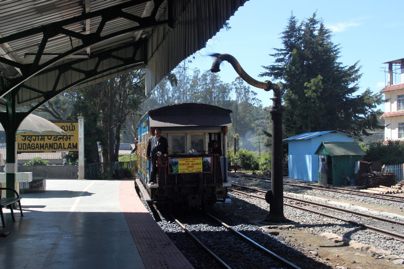the toy train arriving in Ooty