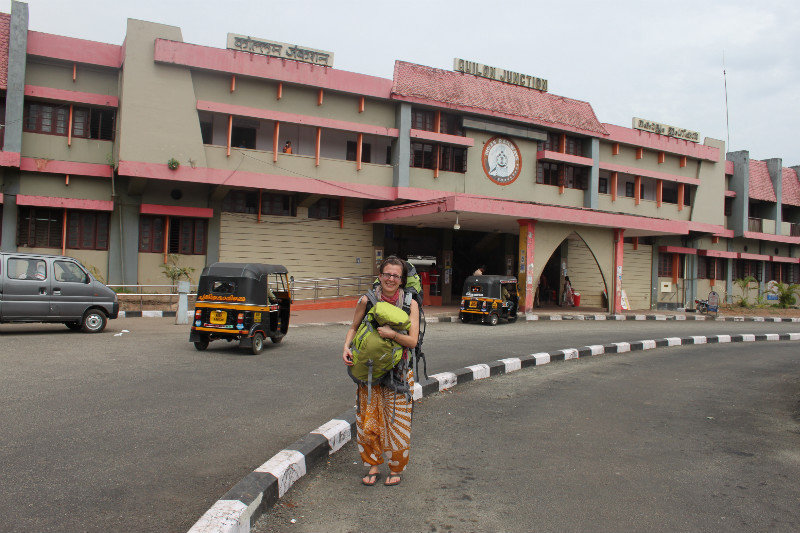 Nina at the train station in Kollam