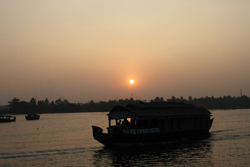 sunset near Aleppey in the backwaters