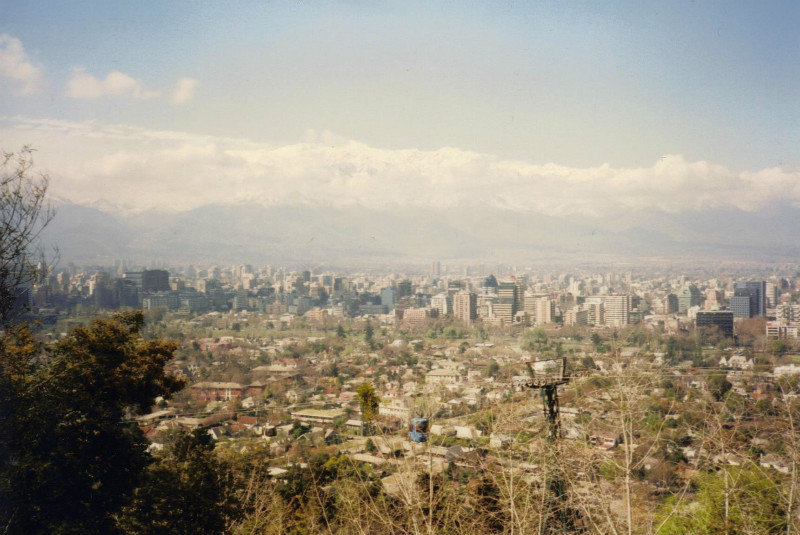 view over Santiago to the Andes