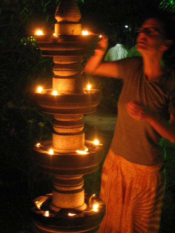 lightening the candles for the Karthik night