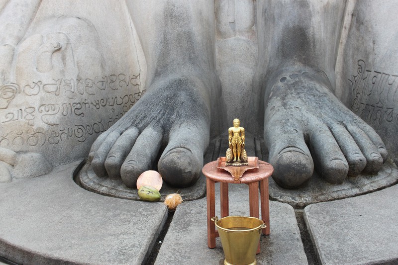 feet of the Gomateshwara statue in Shravanabelagola