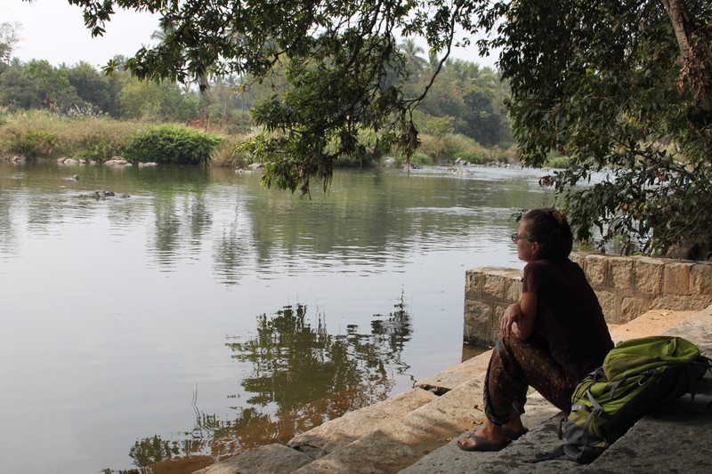 enjoying some quiet time at the Cauvery river