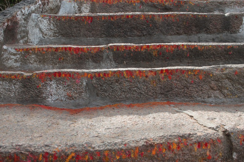people blessed each step on their way up to Chamundi Hill