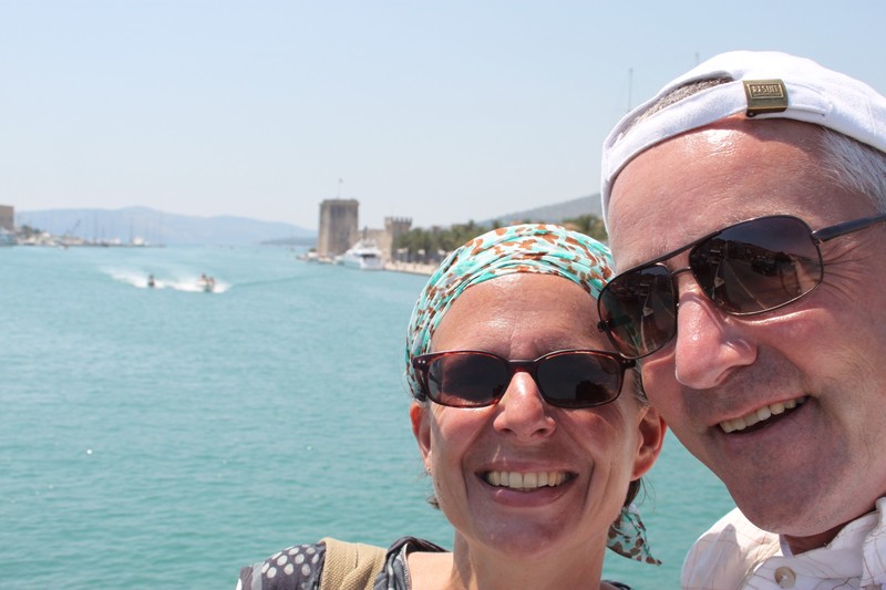 selfie on the bridge to the old town of Trogir