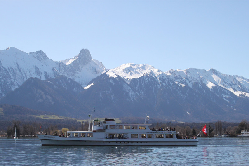 Lake Thun and Stockhorn (the steep mountain in the background)
