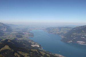Lake Thun with Hilterfingen on the right lakeside