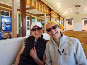 mum and daughter onthe historic train up to Schynigge Platte