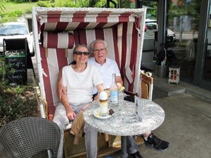 with our parents at Eden Beach - a lovely lakeside cafe in Gunten on Lake Thun