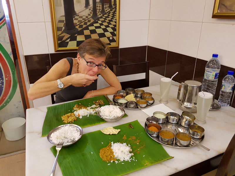 enjoying a yummy lunch in an indian restaurant