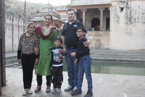 random family at the Shiv Mandir