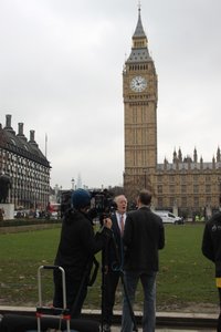 typical british: interview in front of the Big Ben ;-)