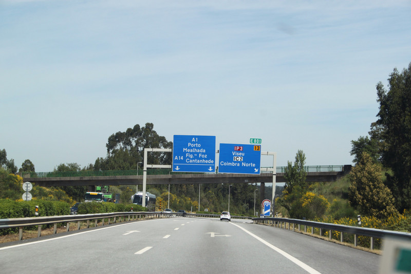 on the highway heading north to Porto