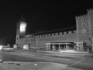 Cardiff castle at night
