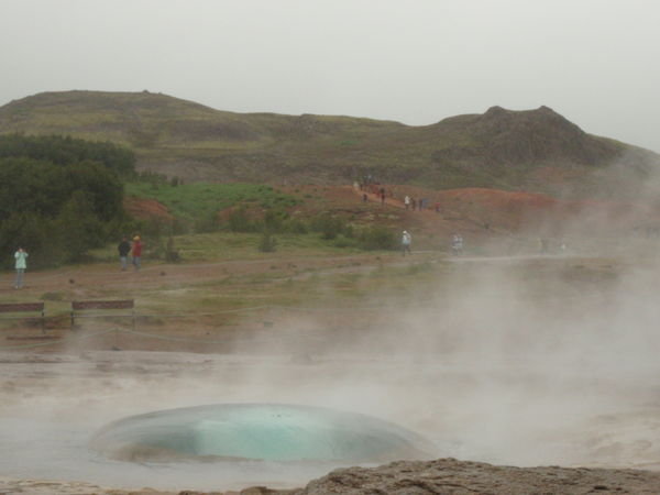 Strokkur, about to explode