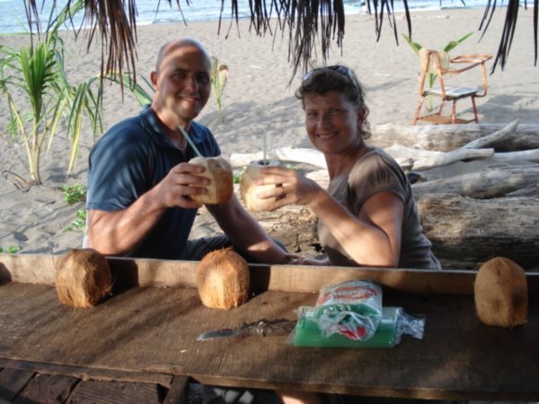 Fresh coconut & rum on the beach