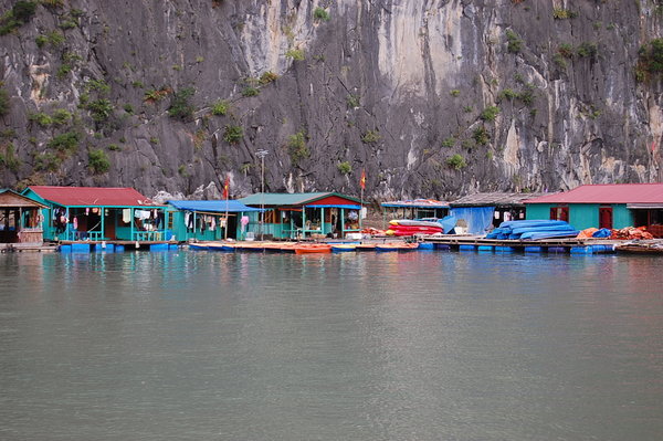 Floating village near the cave