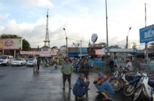 A scene around the bus station