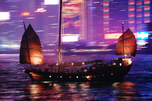 A chinese junk for hire on the harbour