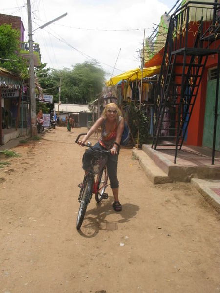 looking like a bicycle courier - Hampi