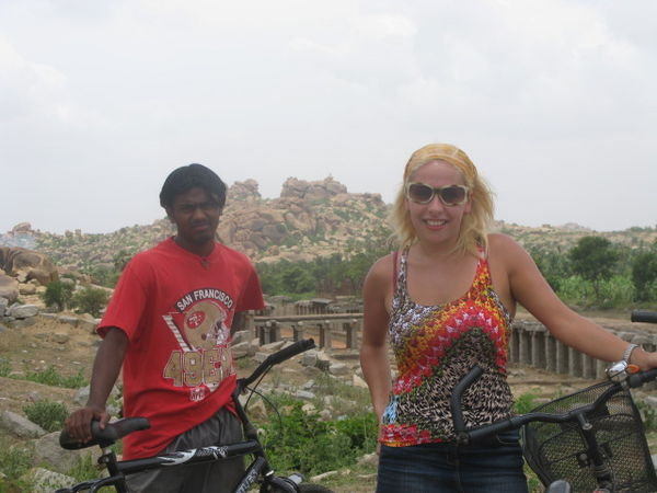 racing around Hampi and taking in the ancient sites....happy days