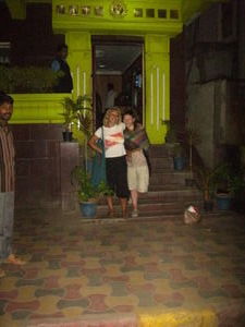 crap hostel - Bangalore (fyi - about 50 simpleton men gathered around us during the taking of this photograph)