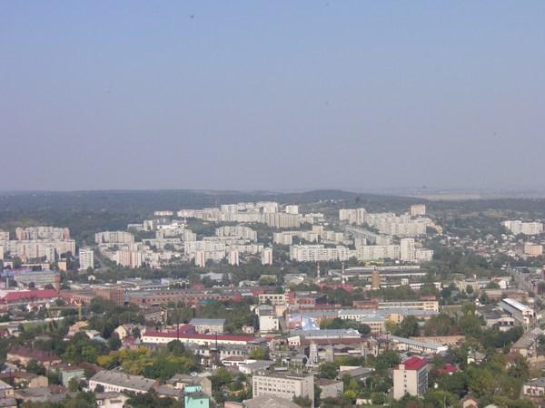Overlooking town on one side - soviet blocks