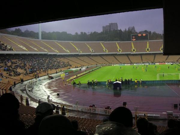 Ukraine vs. Japan - poor turnout due to it being a friendly match and pouring rain.  But the ticket cost me $1!