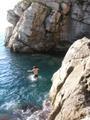 Cliff-jumping just below the city walls