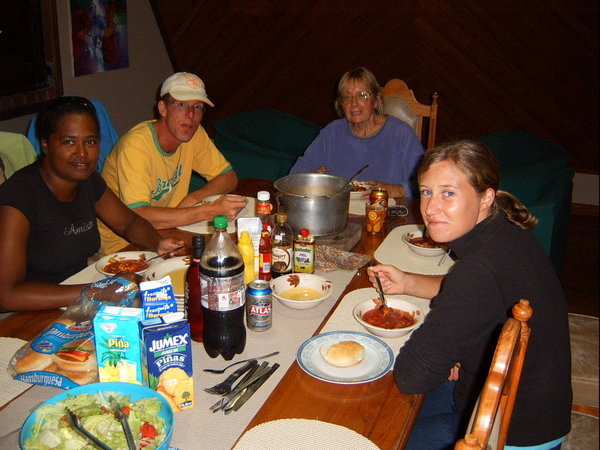 Dinner with friends in our hostel