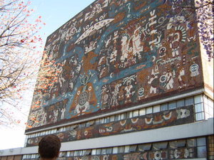 Massive mosaic on the side of Mexico University library