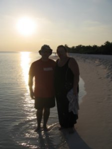 mam & dad on beach sunset