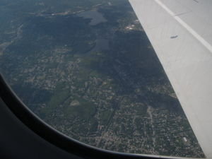View from sky landing in Boston