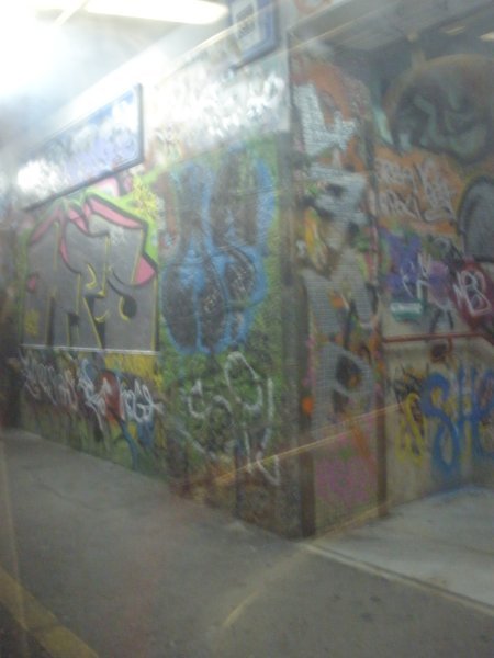 Grafitti at train station outside Naples