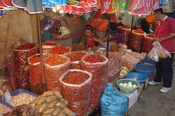 Chilischoten auf dem Warorot Market