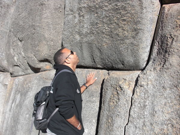 Joe checking out the Inca walls at Saqsaywaman