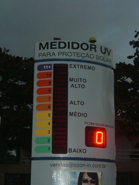 The tells the full story: UV index is at 0 on a scale of 1 to 11