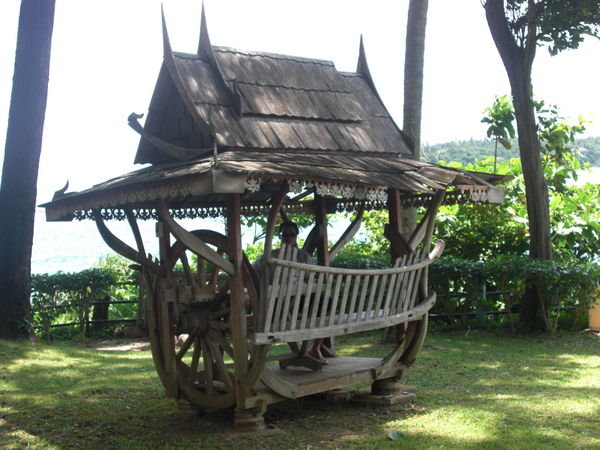 Some cool Thai bench outside the villa