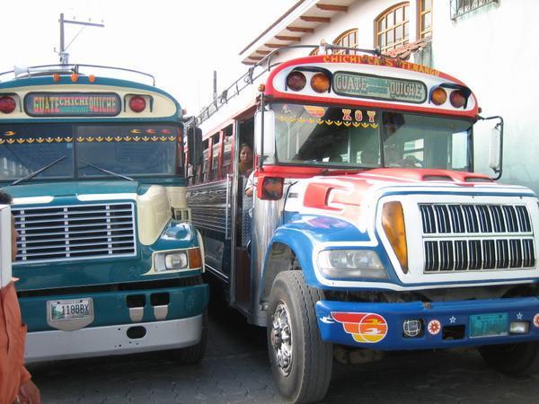 Chickenbuses in Guatemala