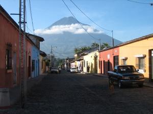 Antigua and view of Volcano Agua 