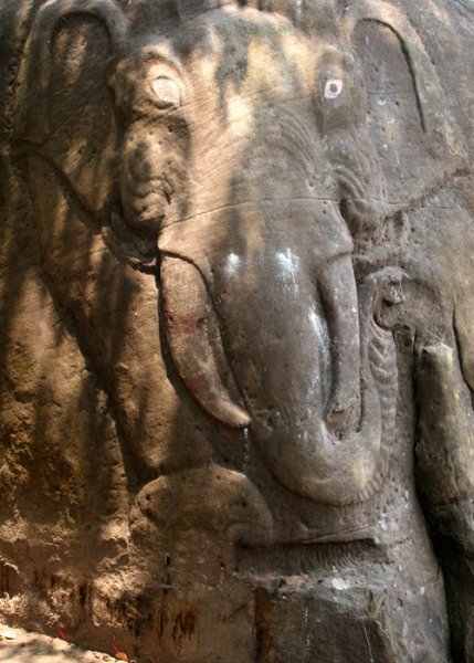 Elephant rock carving, Wat Phou