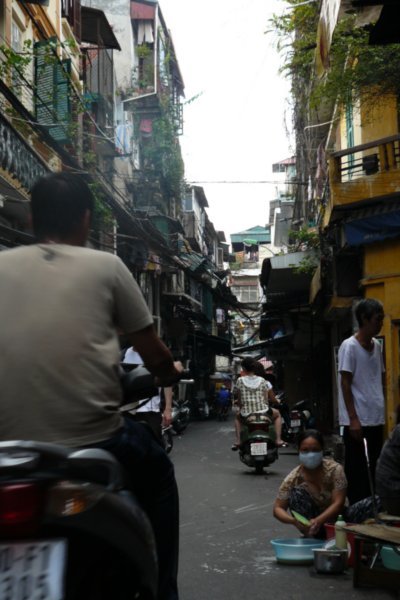 The narrow streets of Hanoi