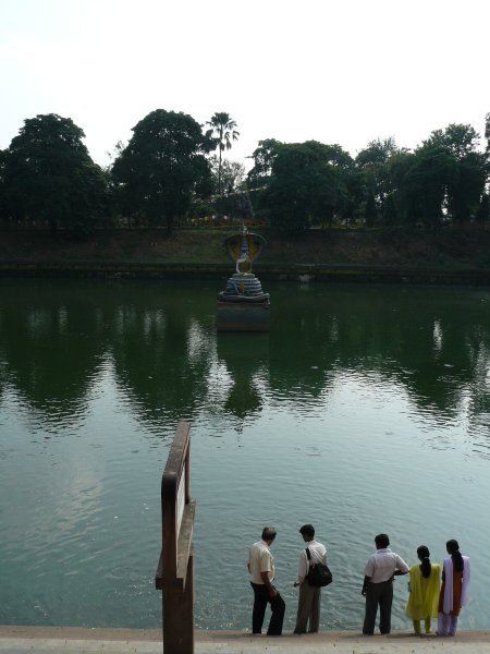 The lake where Buddha was protected from a storm by a serpent.