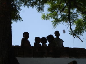 Kids watching us from the roof