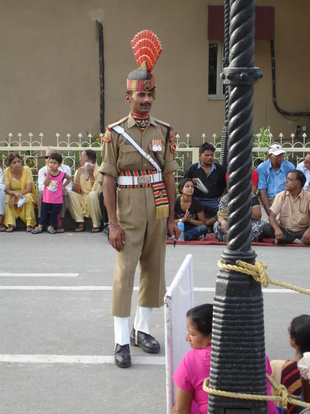 Indian Soldier at the closing of the border ceremony